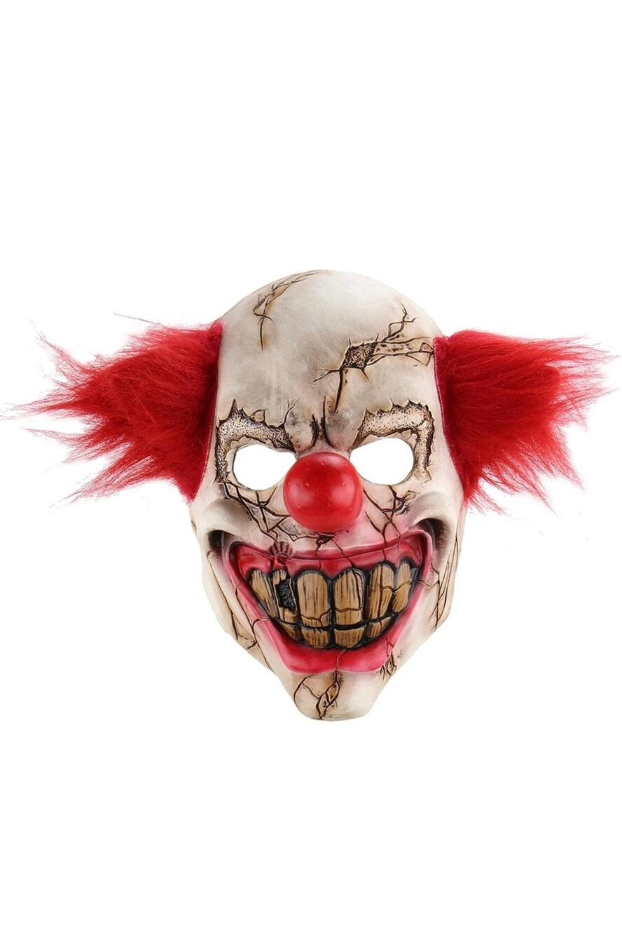 Horrific Demon Clown Overhead Mask Pennywise Rubber Latex Halloween Horror Props